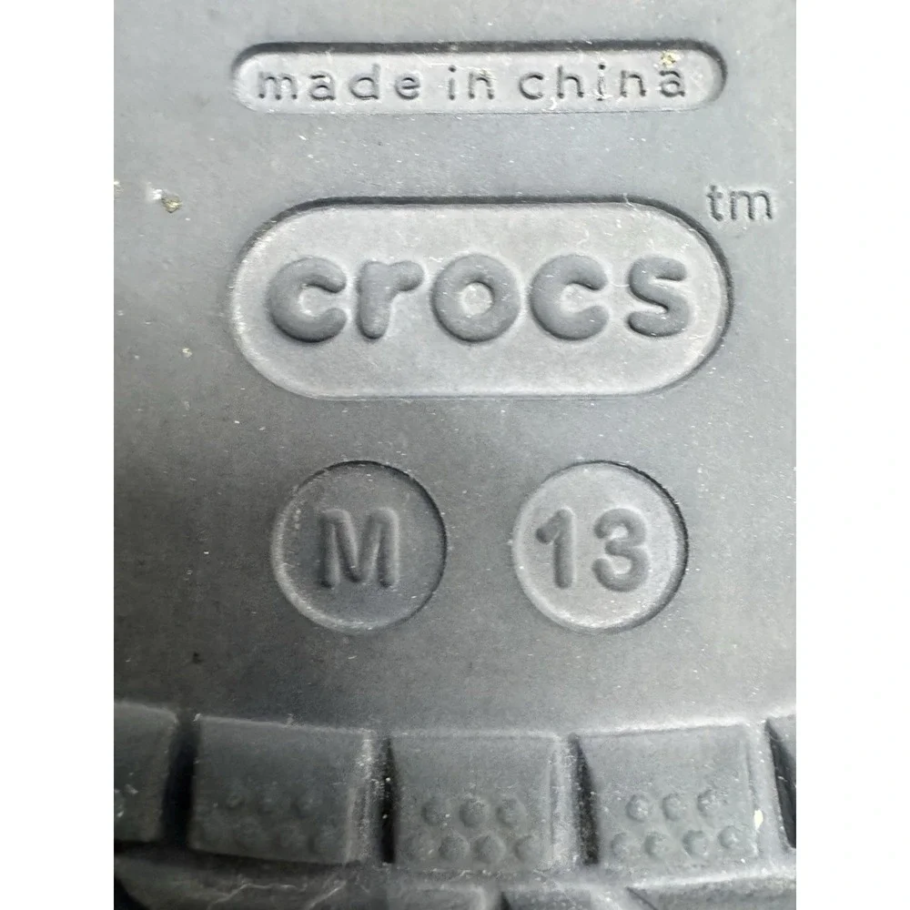 CROCS Mens SZ 13 Navy Rotatable Strap Rubber Classic Clog Sandals